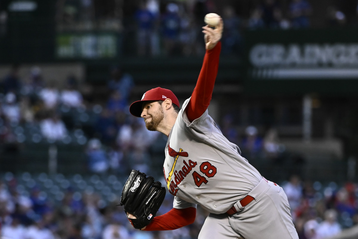 Cardinals starter Jordan Montgomery pitches against the Chicago Cubs. 